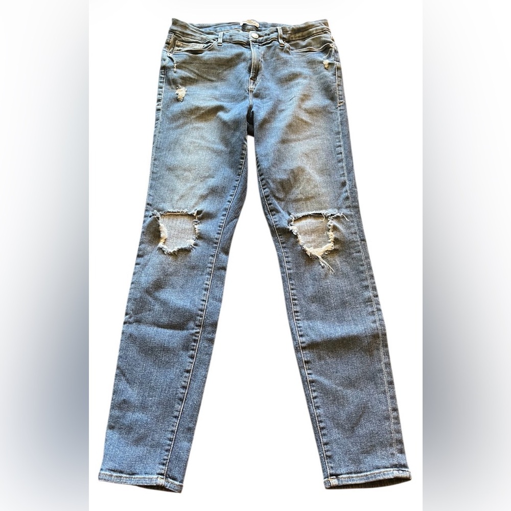 Good American ripped skinny jeans Stretchy, shaping, slimming. Medium blue 12/31 - Picture 5 of 11